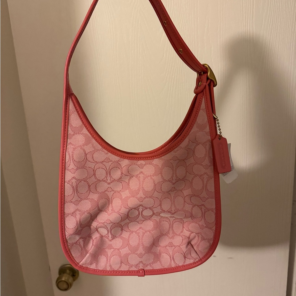 Coach Pink Shoulder Bag with Signature Monogram